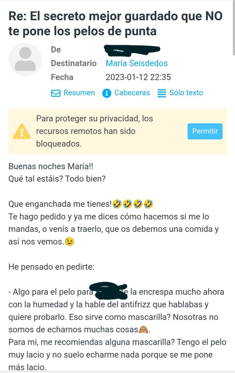 Testimonio enviado a María Seisdedos