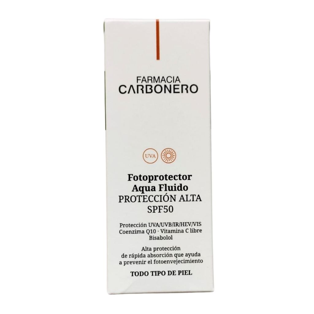 Fotoprotector aqua fluído alta protección marca Carbonero
